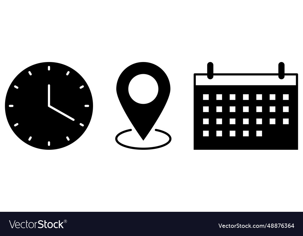 Time address and date icons Vector Image Time address and date icons