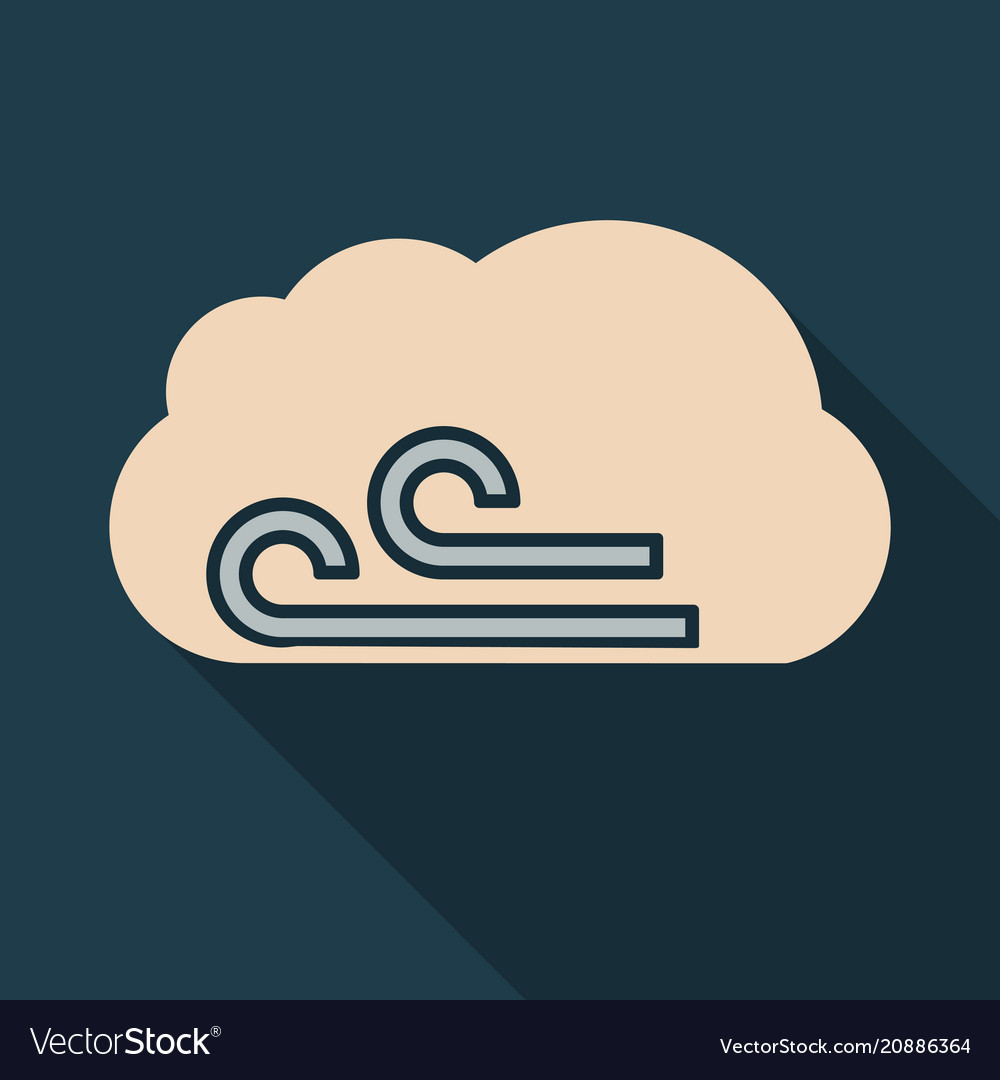 Wind icon in flat style isolated on color