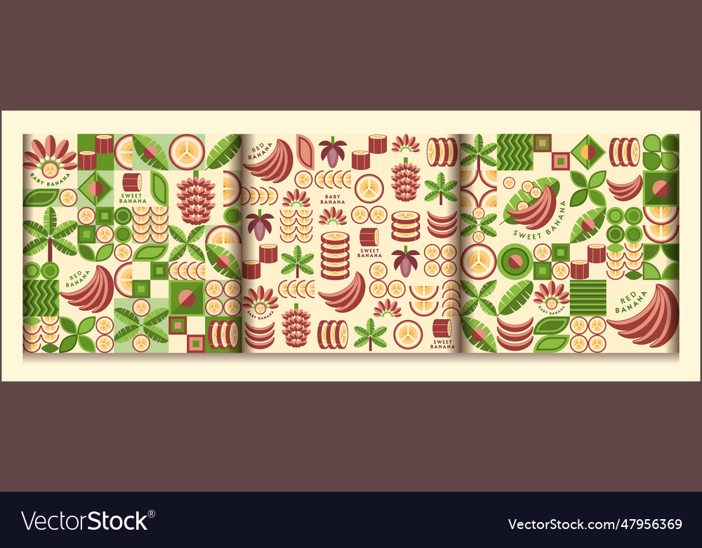 Banana patterns in simple geometric style vector image Banana patterns in simple geometric style