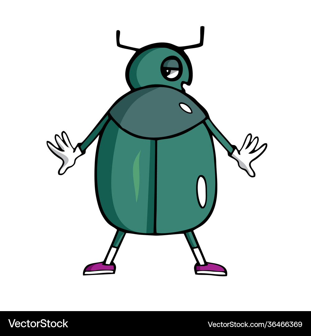 Beatle friendly cute insect cartoon Royalty Free Vector