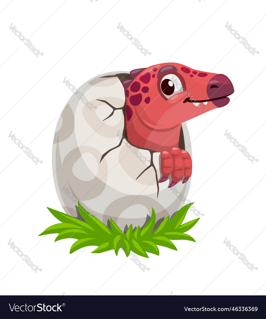 Cartoon dinosaur in egg shell cute dino character Vector Image