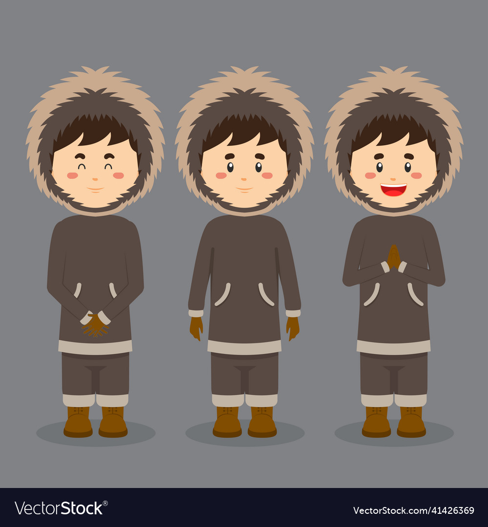 Eskimo alaska character with various expression
