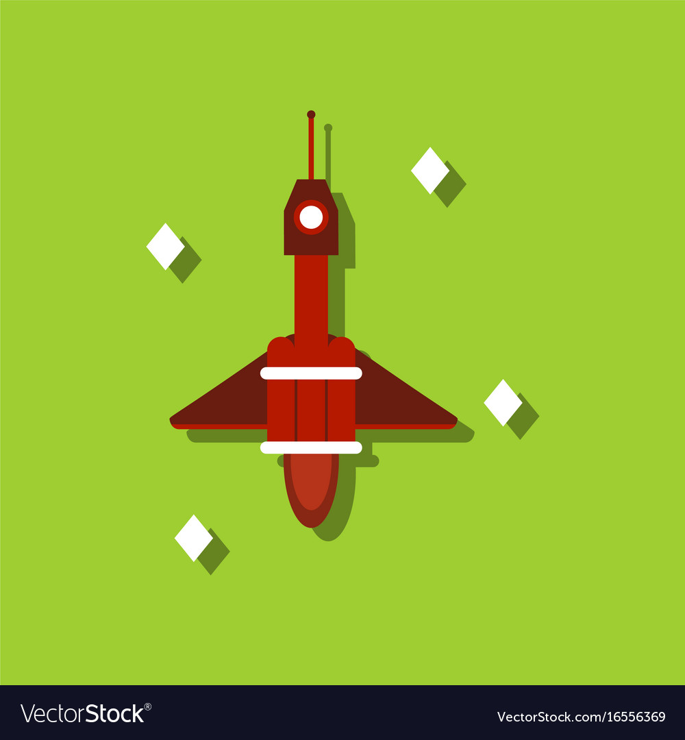 Flat icon design collection spaceship in space