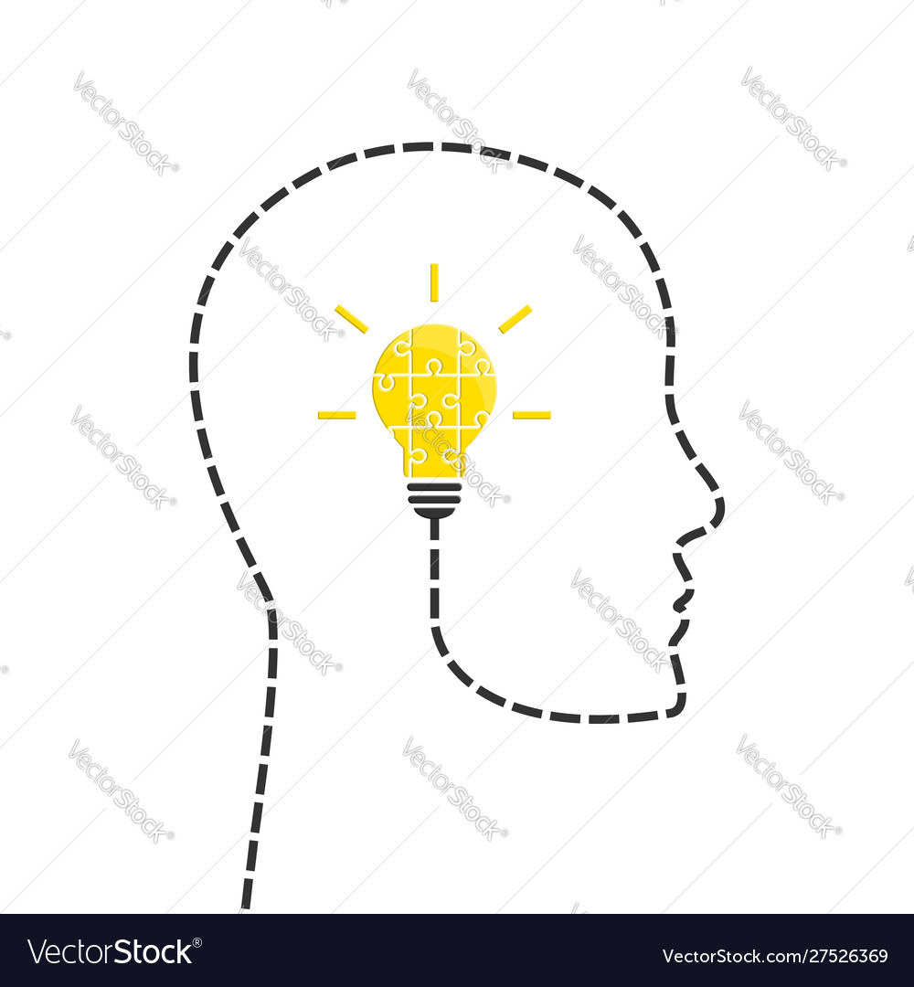 Idea concept with profile line and light bulb