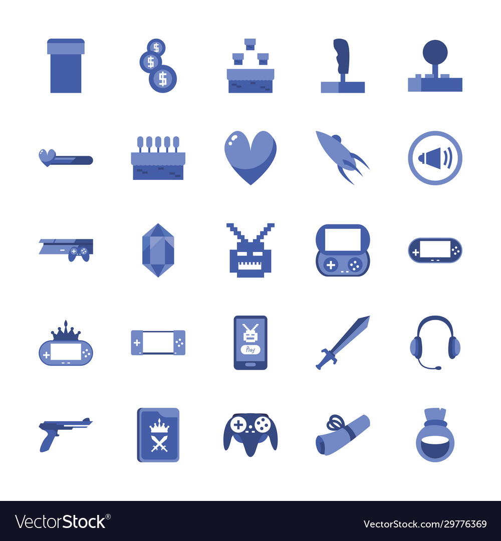 Isolated videogame line style icon set vector image Isolated videogame line style icon set