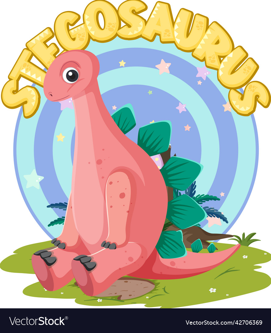 Little cute stegosaurus dinosaur cartoon character