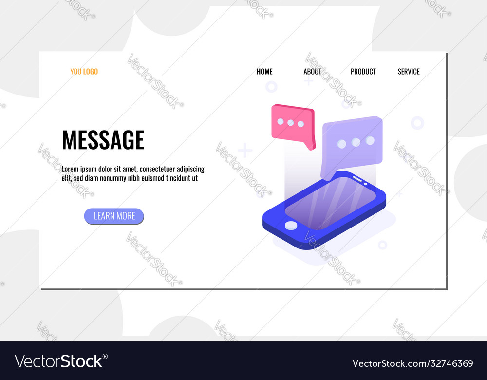 Message flat concept landing page design