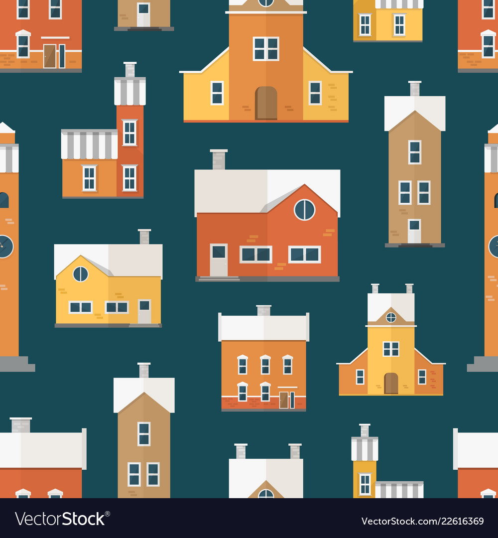 Seamless pattern with antique city buildings