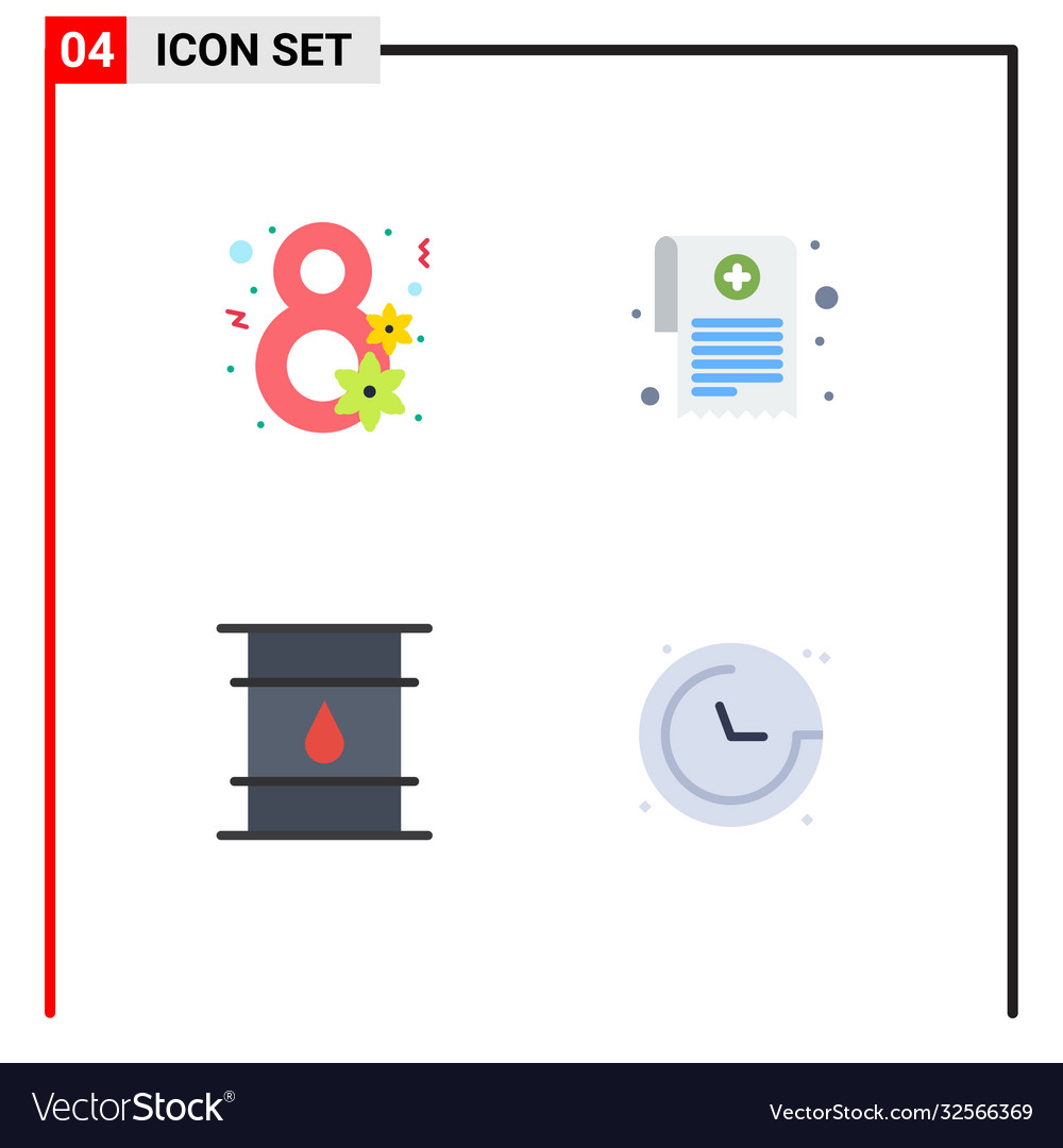 Set 4 flat icons on grid for day container