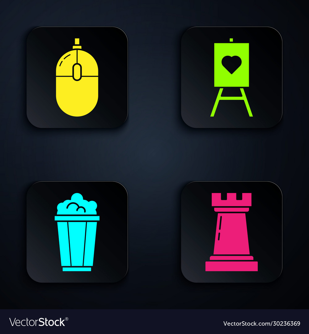 Set chess symbol computer mouse popcorn Vector Image Set chess symbol computer mouse popcorn