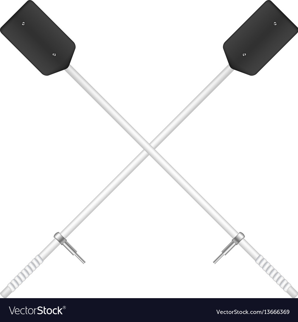 Two crossed old oars in black and white design