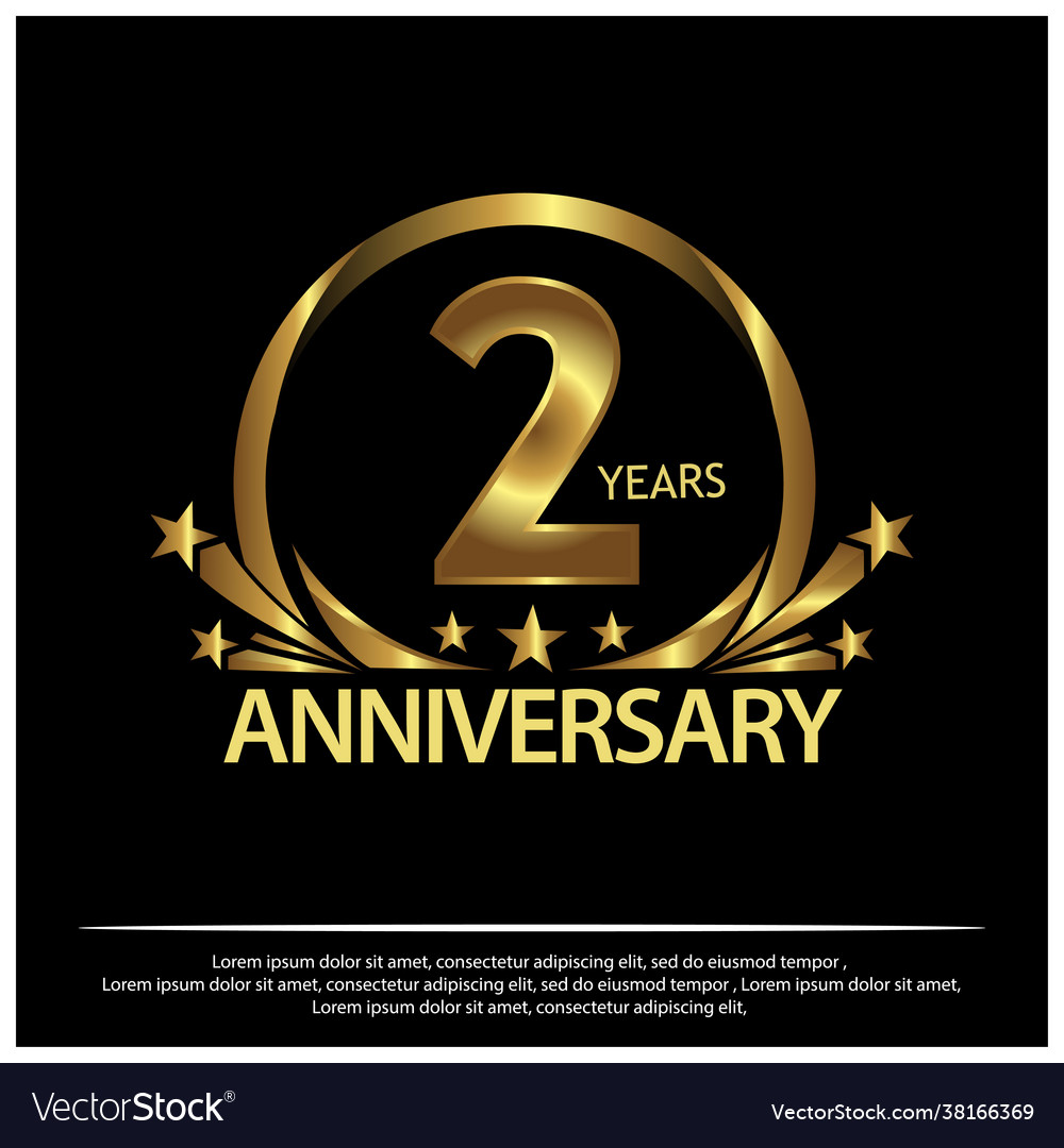 Two Years Anniversary Golden Anniversary Template Vector Image