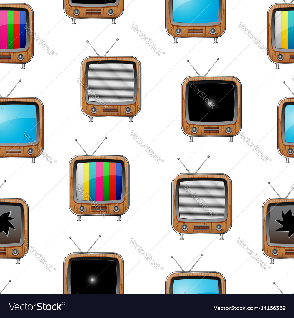 various retro televisions seamless pattern vector image