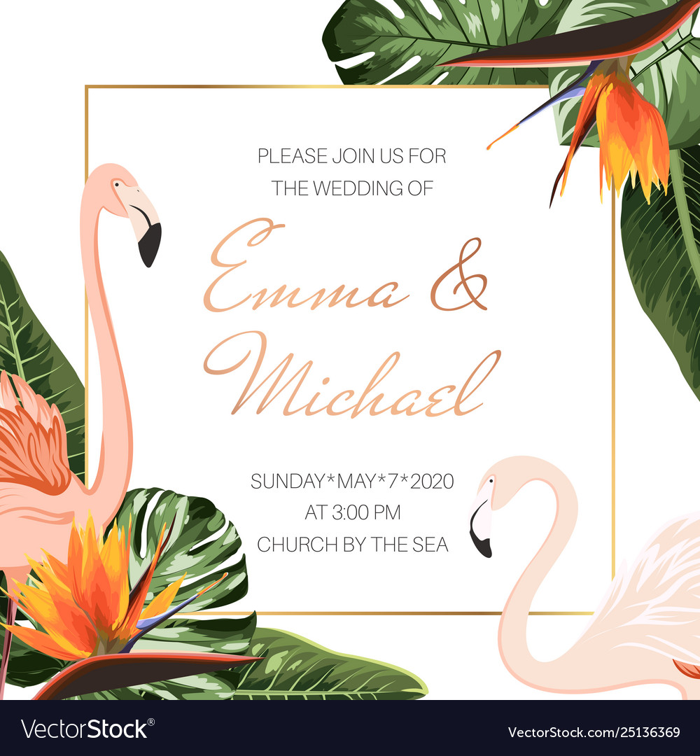 Wedding event invitation card template tropical Vector Image Within Event Invitation Card Template