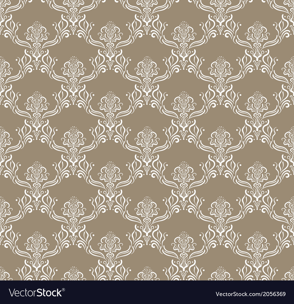 White royal flower seamless pattern on brown Vector Image