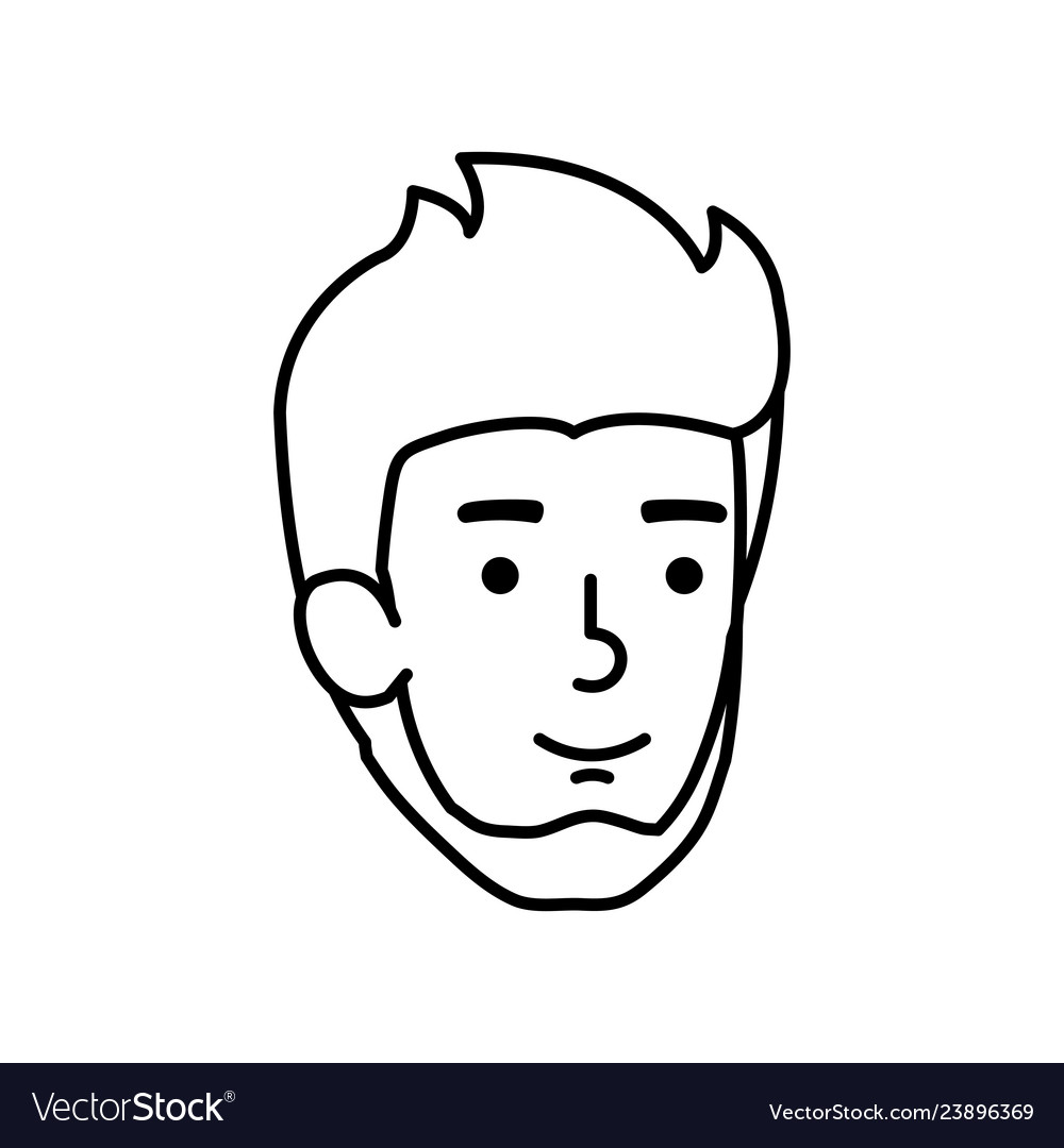 Young and casual man with beard head character Vector Image