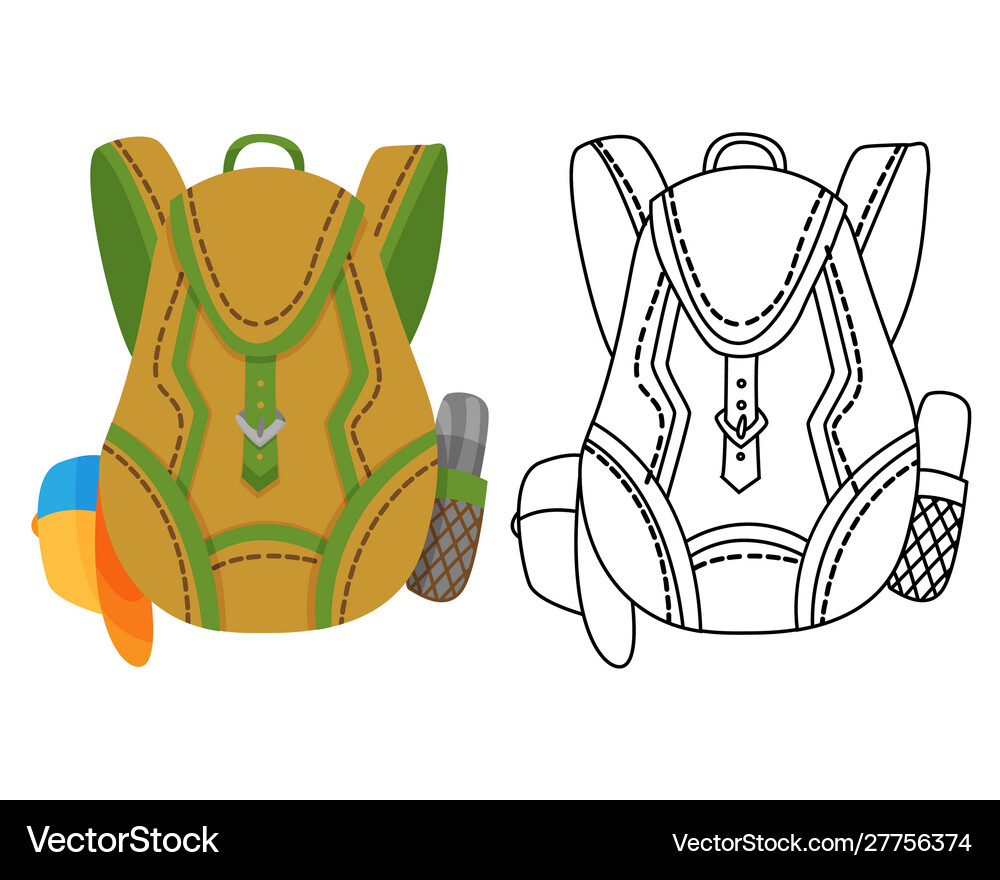 Colorful camping backpack in flat design Vector Image