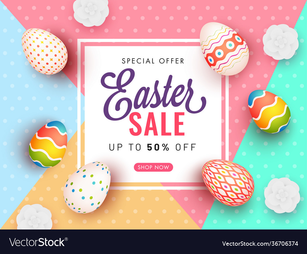 Easter sale poster design with 50 discount offer