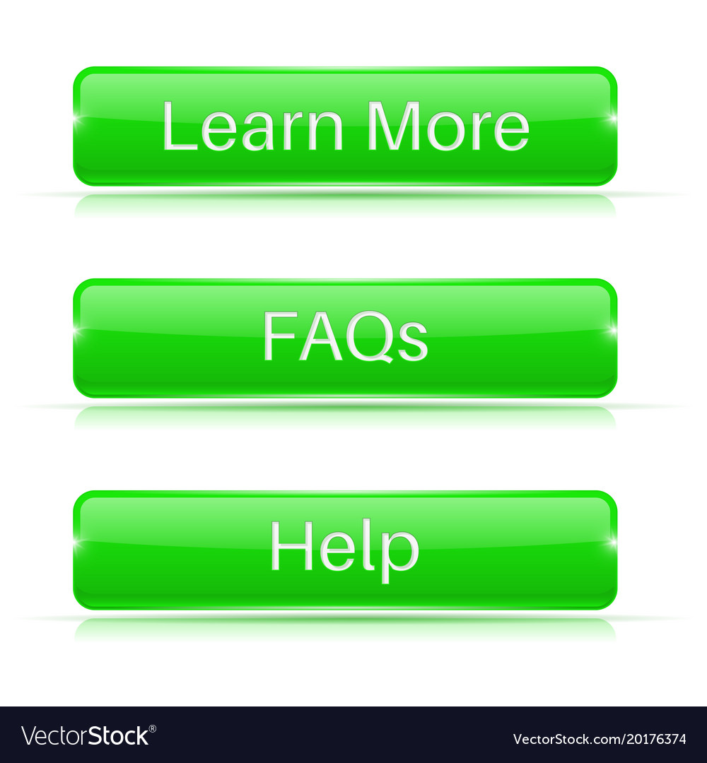 Faqs learn more help buttons green 3d icons