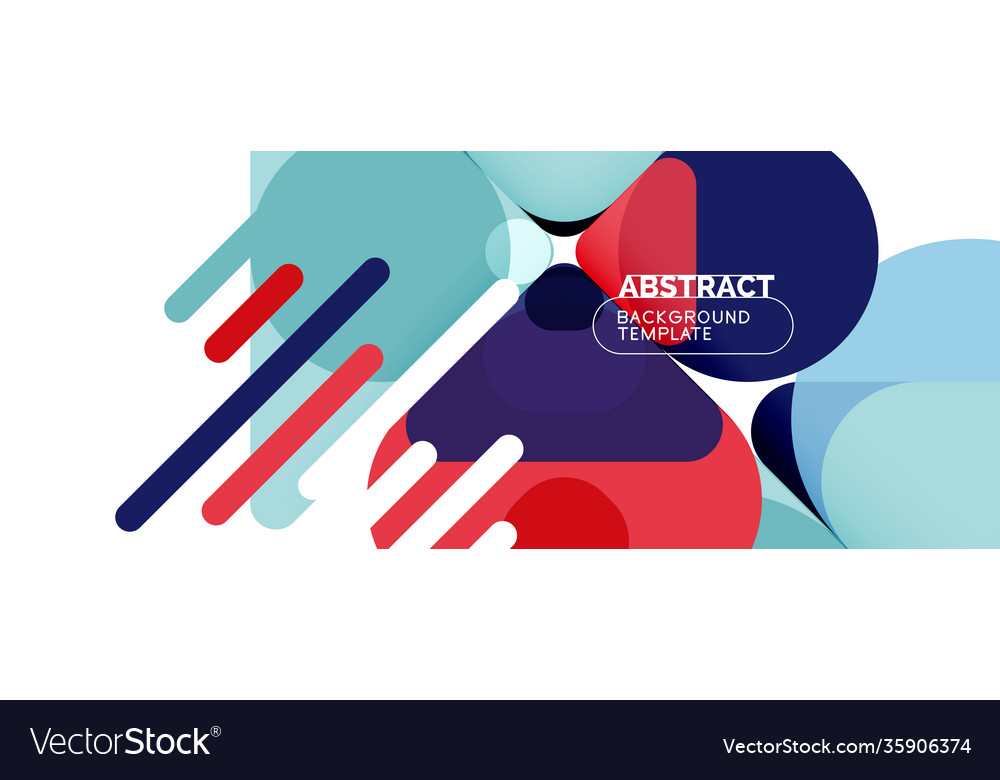 Flat geometric round shapes and dynamic lines vector image Flat geometric round shapes and dynamic lines