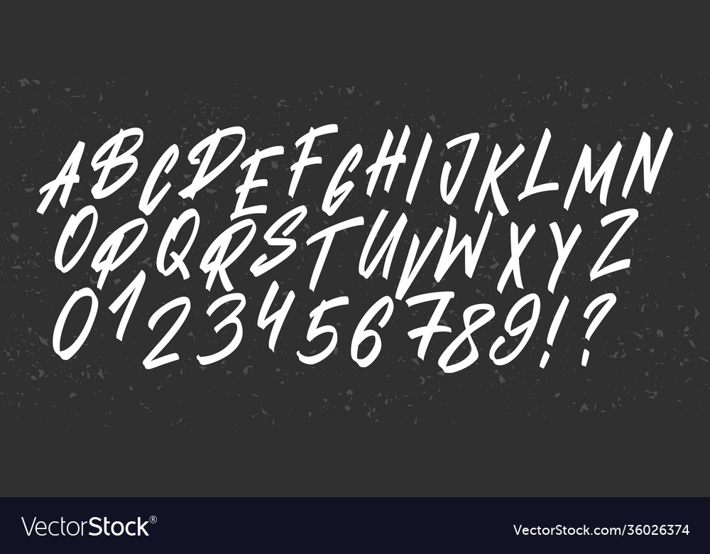 Hand drawn brush typeface lettering font vector image Hand drawn brush typeface lettering font