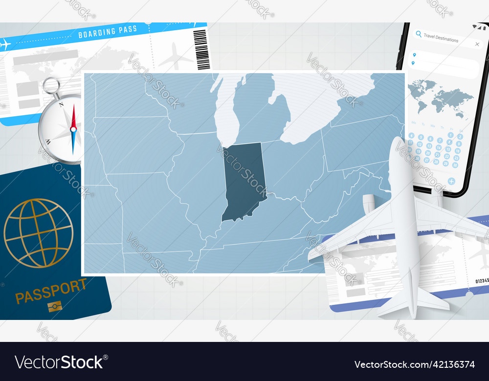 Reise nach Indiana mit einer Karte