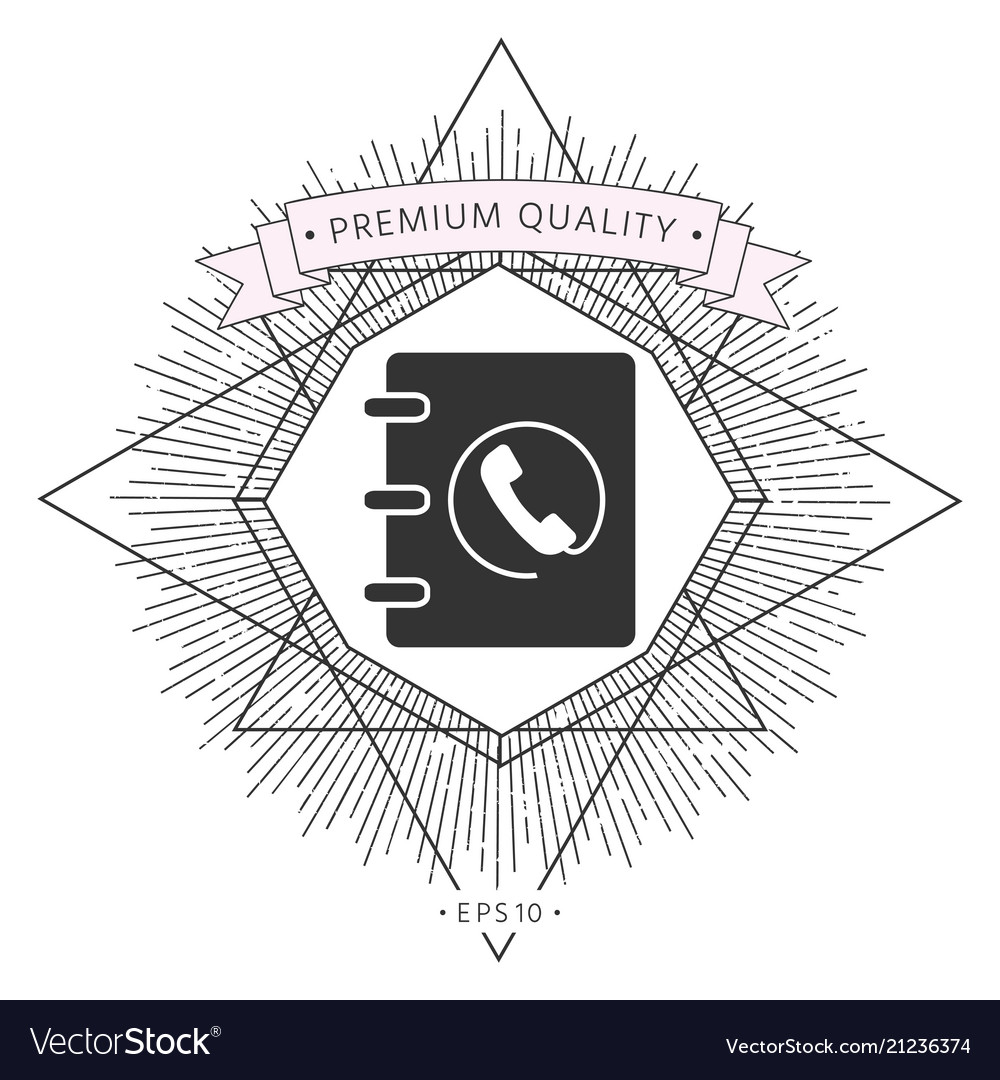 Notebook address phone book icon with handset Vector Image Notebook address phone book icon with handset