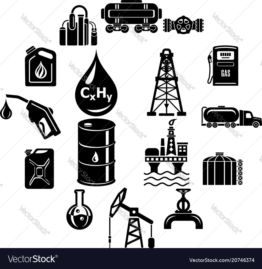 Oil industry icons set simple style