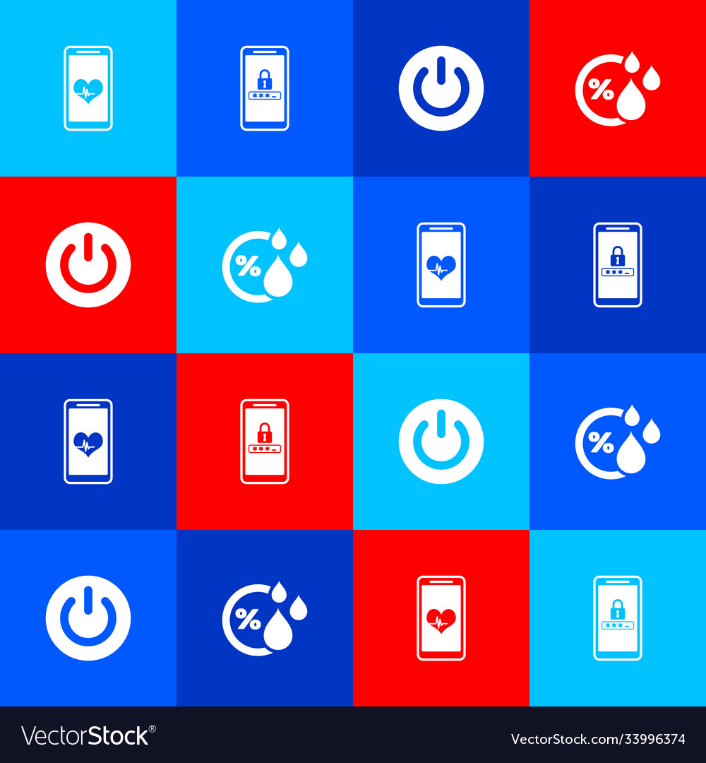 Set mobile with heart rate and password vector image Set mobile with heart rate and password