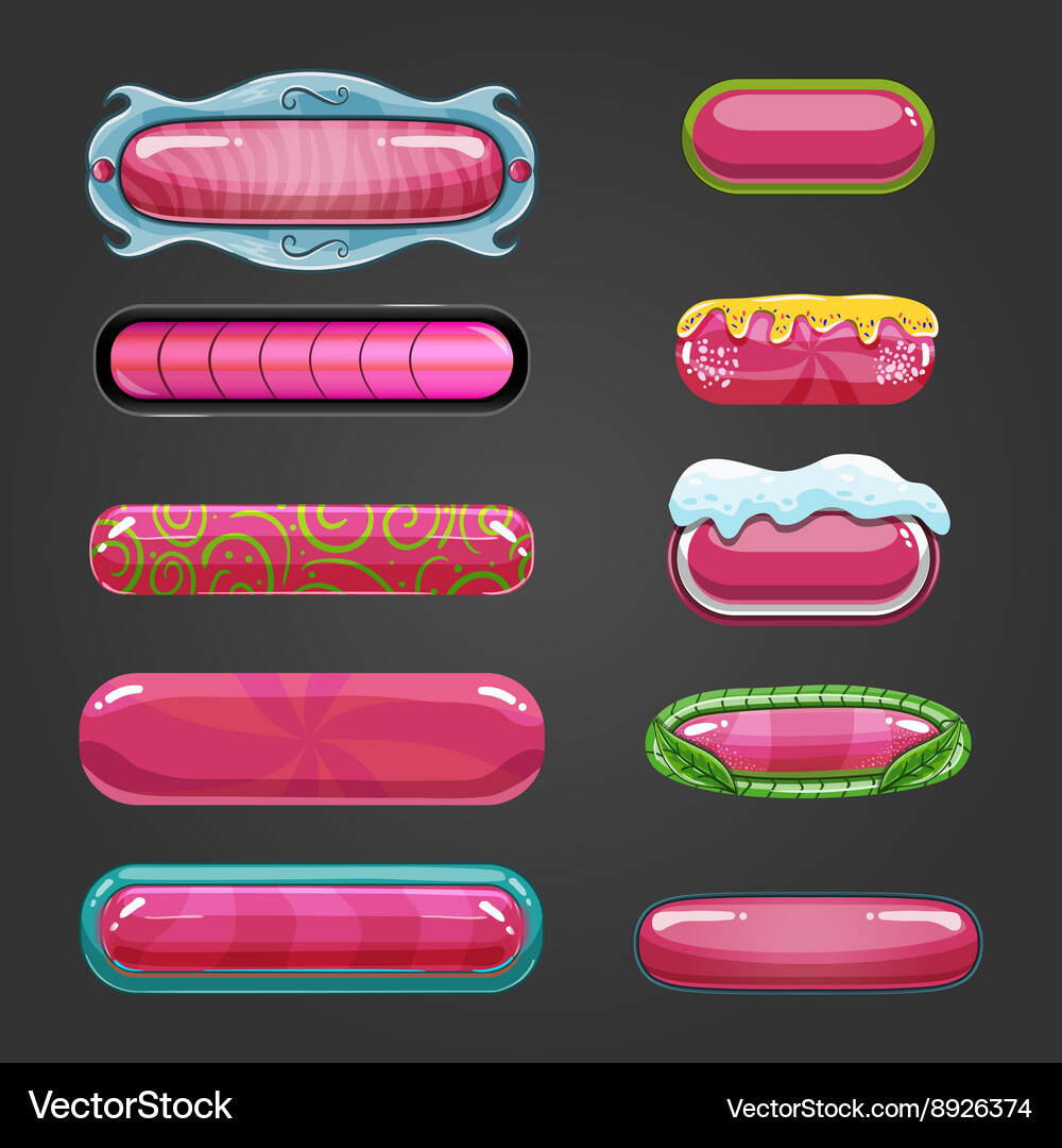 Set of pink button for game design Royalty Free Vector Image
