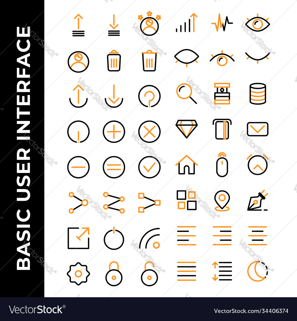 User interface icon set include vector image User interface icon set include