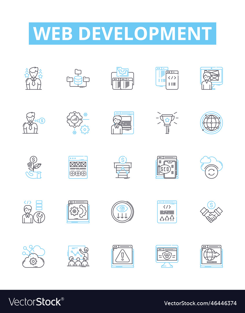 Web development line icons set vector image Web development line icons set