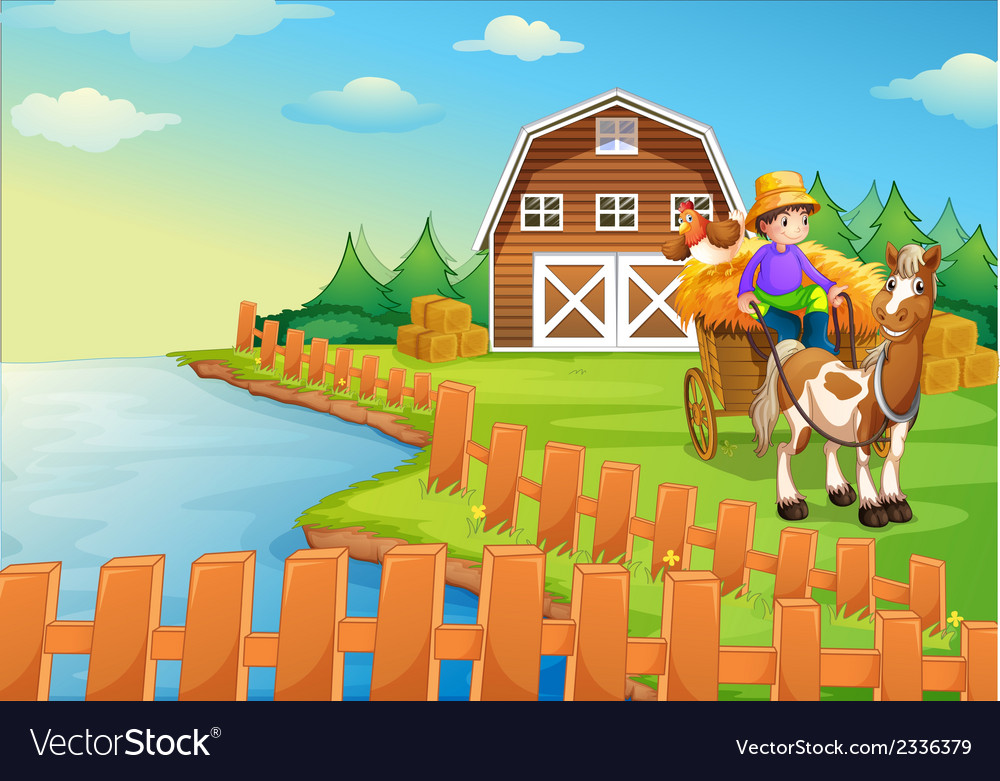 A boy at the farm Royalty Free Vector Image - VectorStock