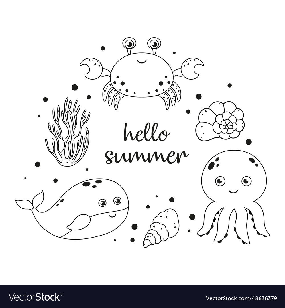 Black and white marine set on background Vector Image