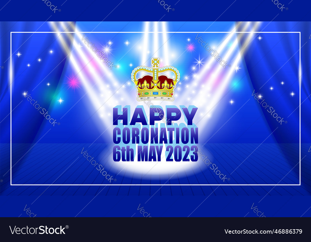 Bright blue banner 3d happy coronation 6th