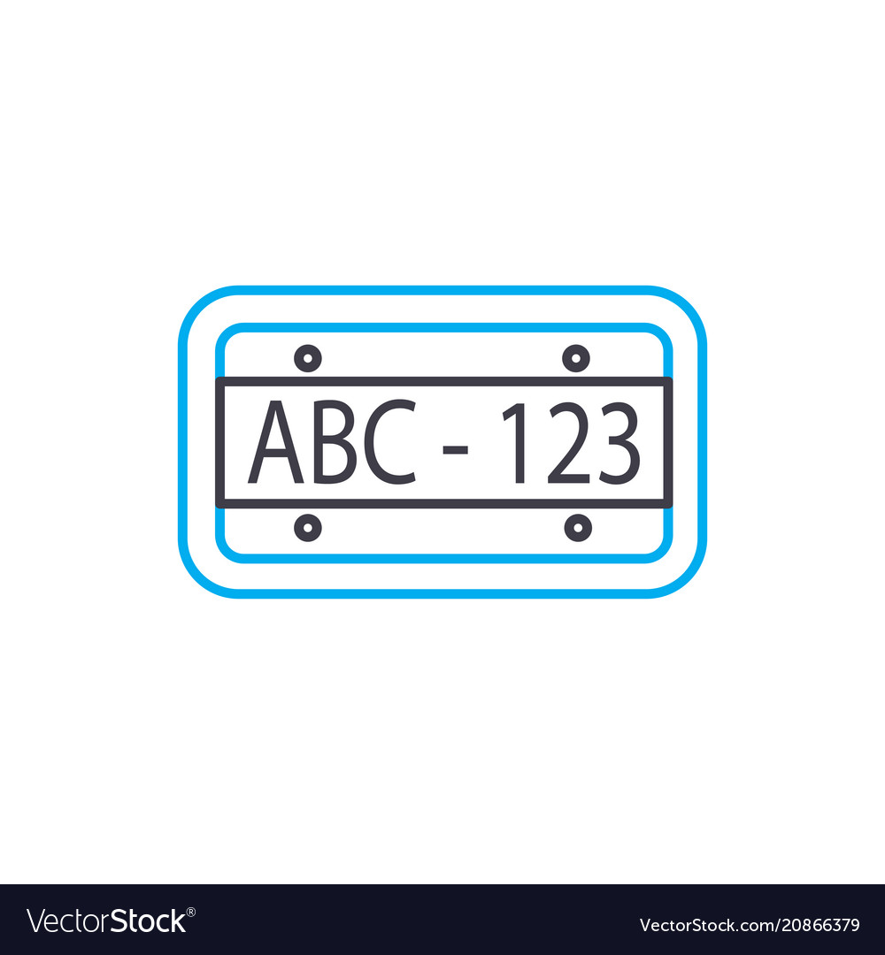 Car plate thin line stroke icon Royalty Free Vector Image