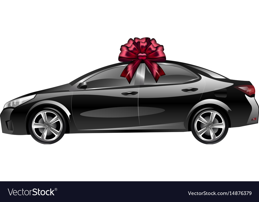 Car with a bow as gift Royalty Free Vector Image