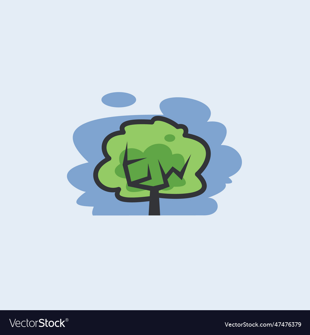 Cartoon tree with a sky backdrop logo