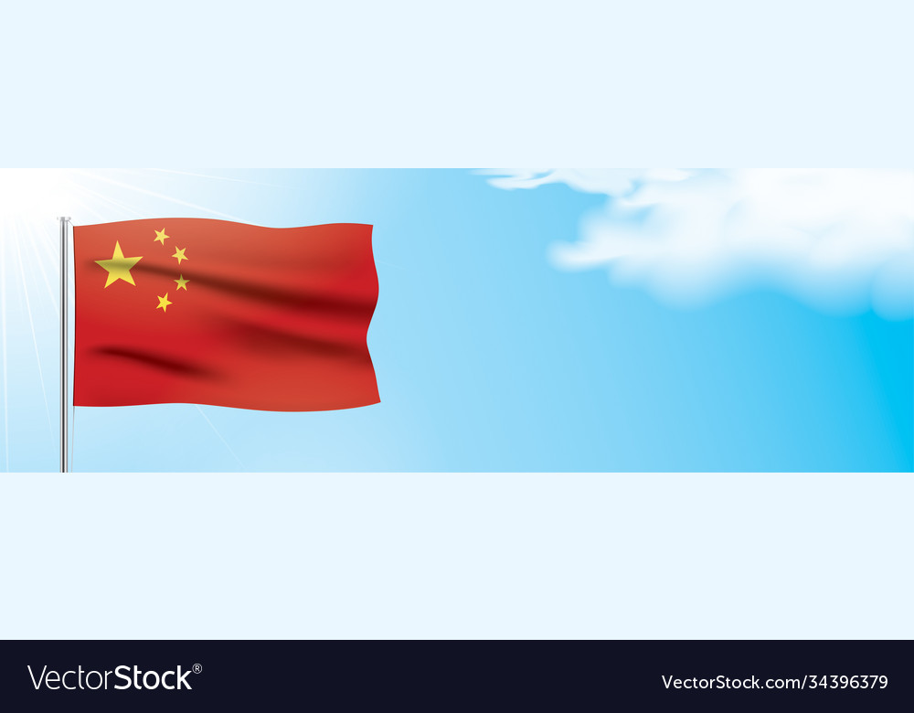 China flag waving on a blue sky background