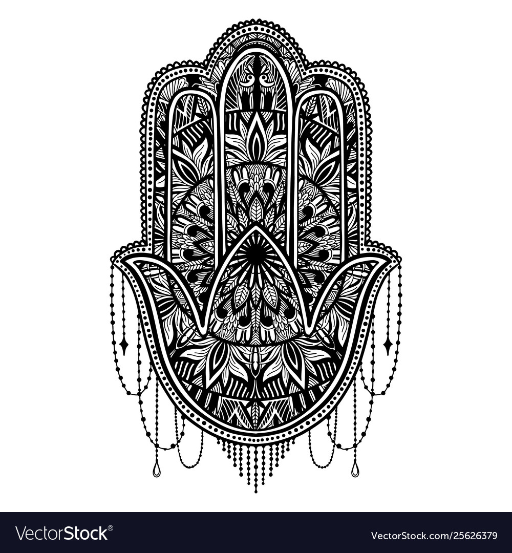 Hamsa talisman religion asian black color graphic