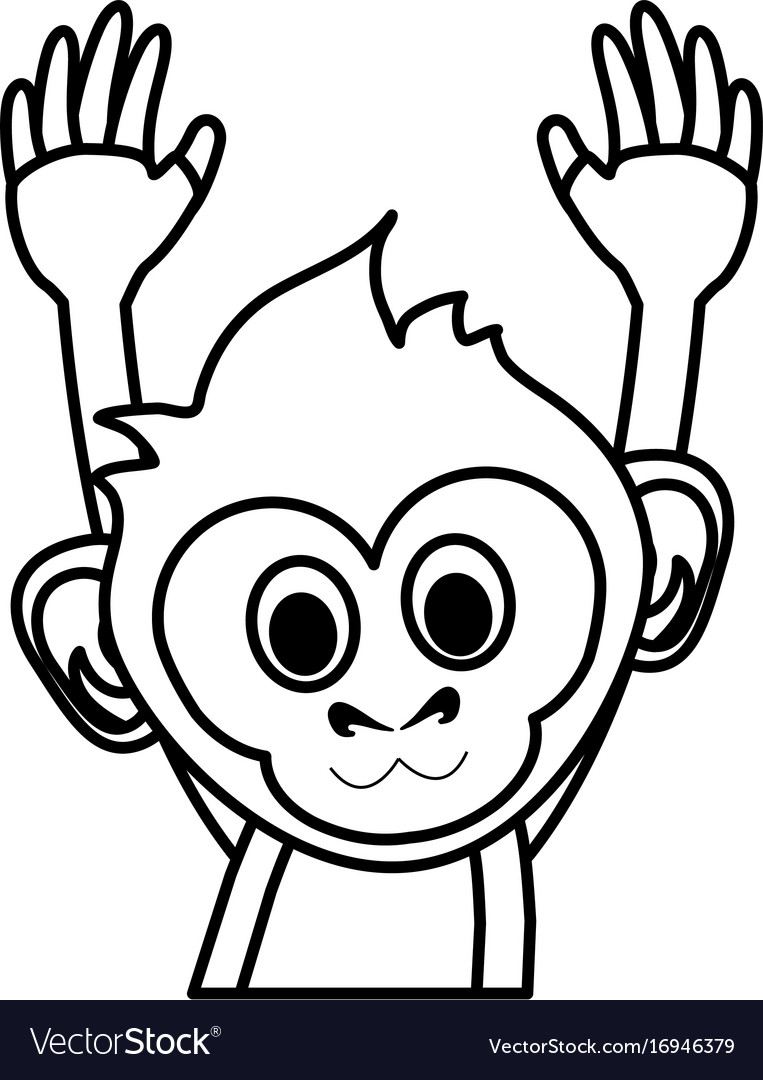 Happy cute expressive monkey cartoon icon image Vector Image