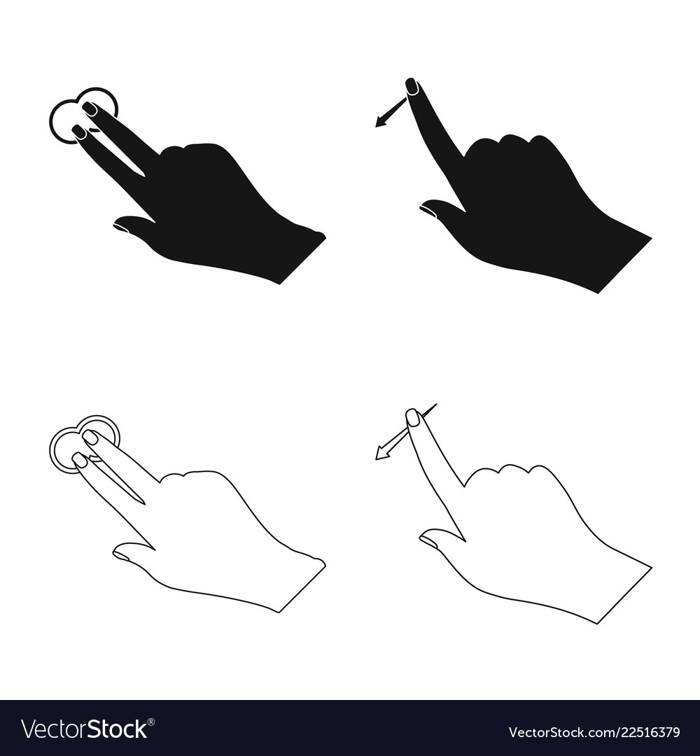 Isolated object of touchscreen and hand icon set