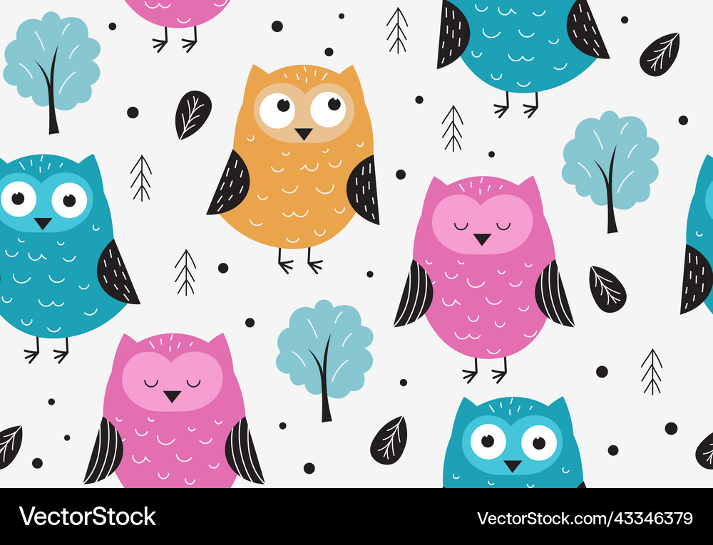 Owls seamless pattern Royalty Free Vector Image