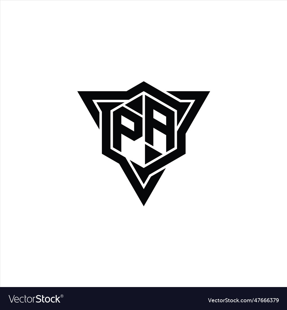 Pa logo monogram hexagon shape with triangle Vector Image Pa logo monogram hexagon shape with triangle