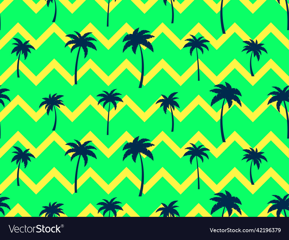 Seamless pattern with palm trees green color vector image Seamless pattern with palm trees green color