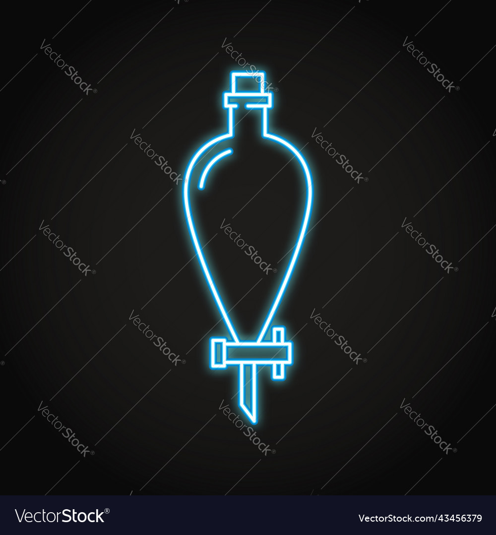 Separating funnel neon icon in line style vector image Separating funnel neon icon in line style