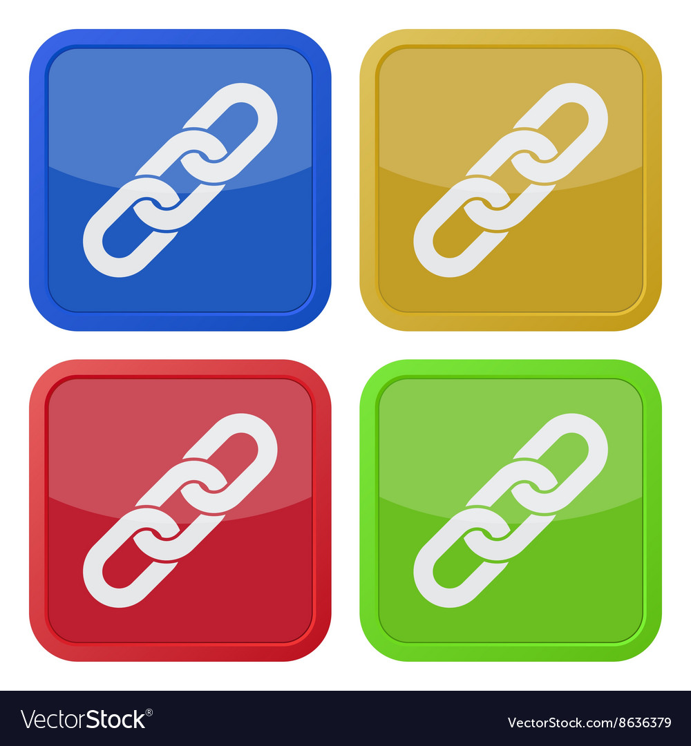 Set of four square icons with hanging chain