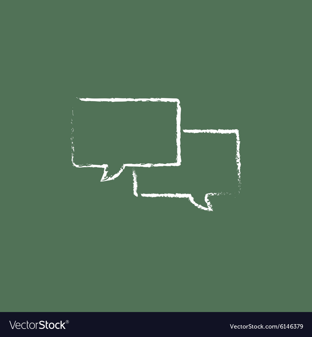 Speech square icon drawn in chalk