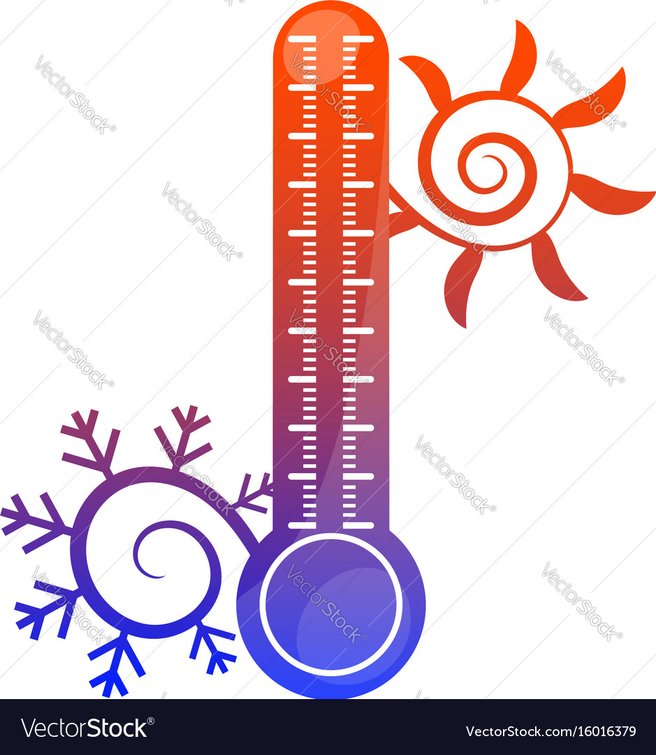 Sun snowflake and thermometer symbol Royalty Free Vector