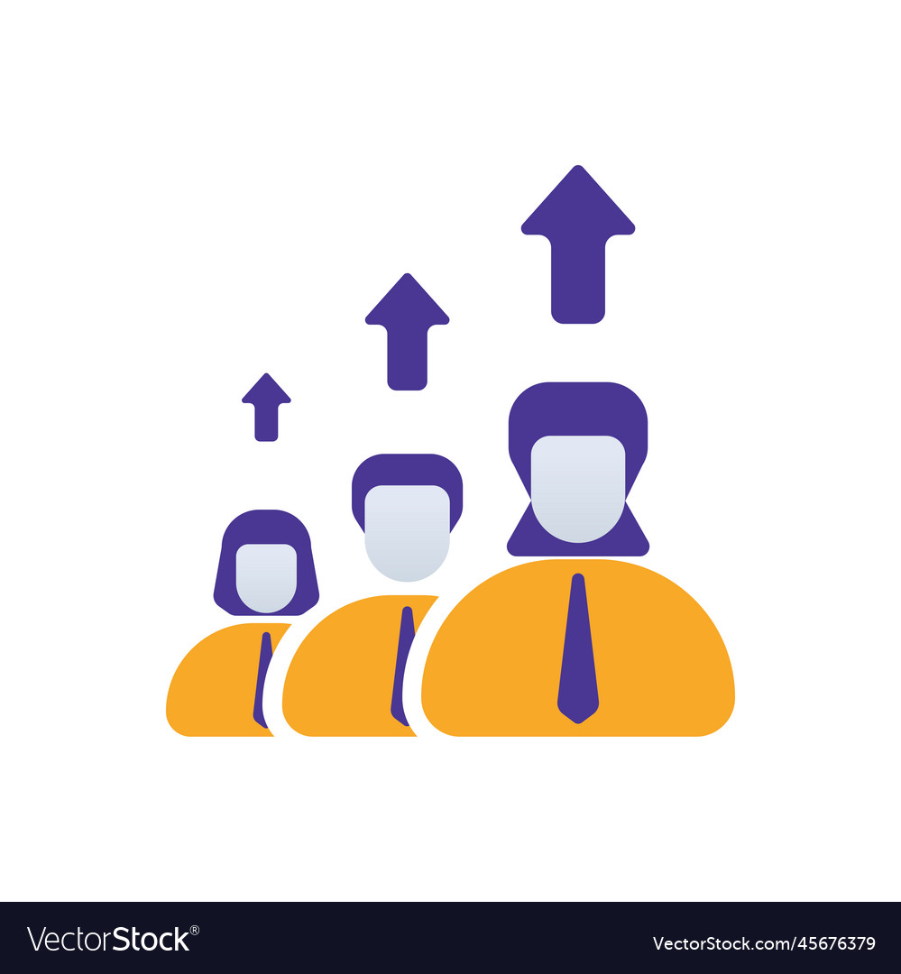 Upgrade team business people icon with purple vector image Upgrade team business people icon with purple